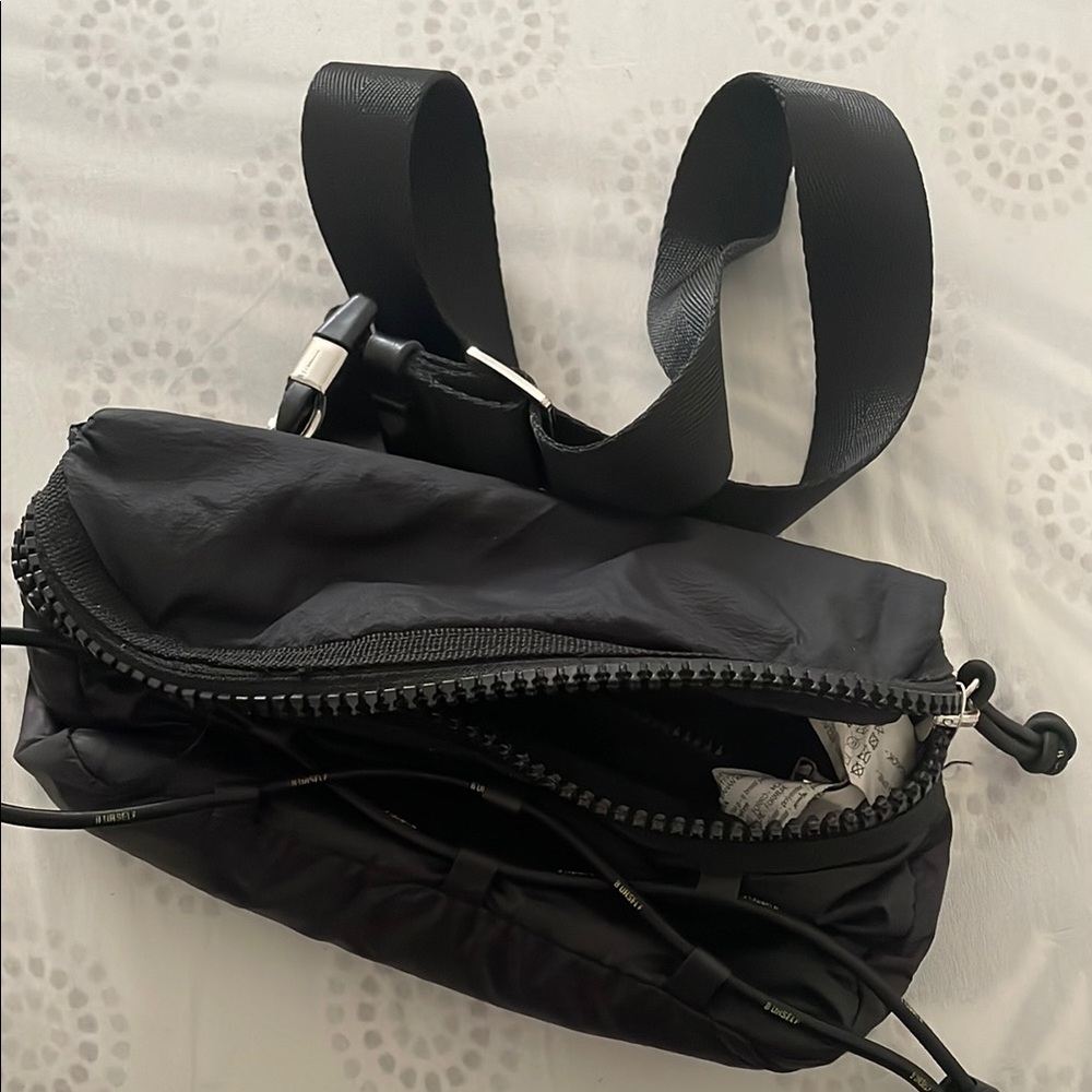 Zara Black Belt Bag with Adjustable Strap and Metal Hardware